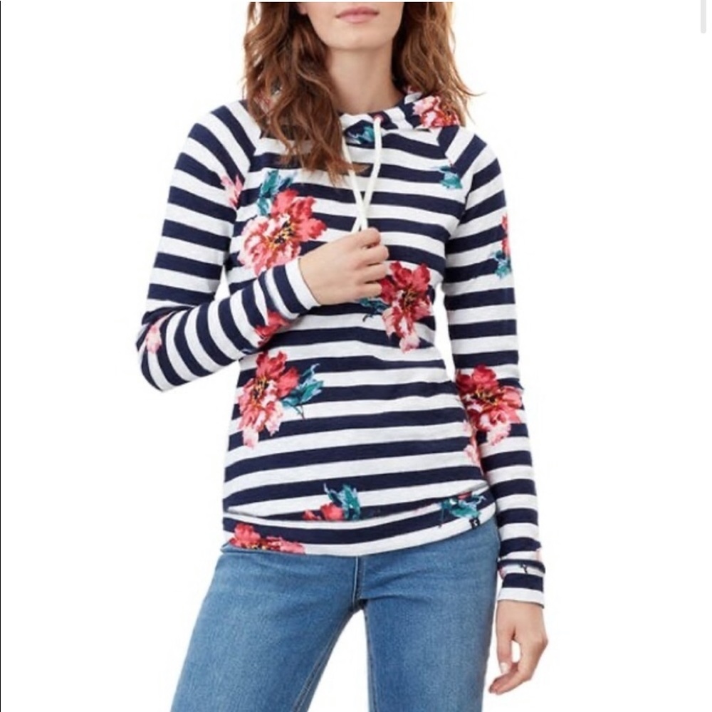 Joules Marlston Floral Striped Hoodie Sweatshirt